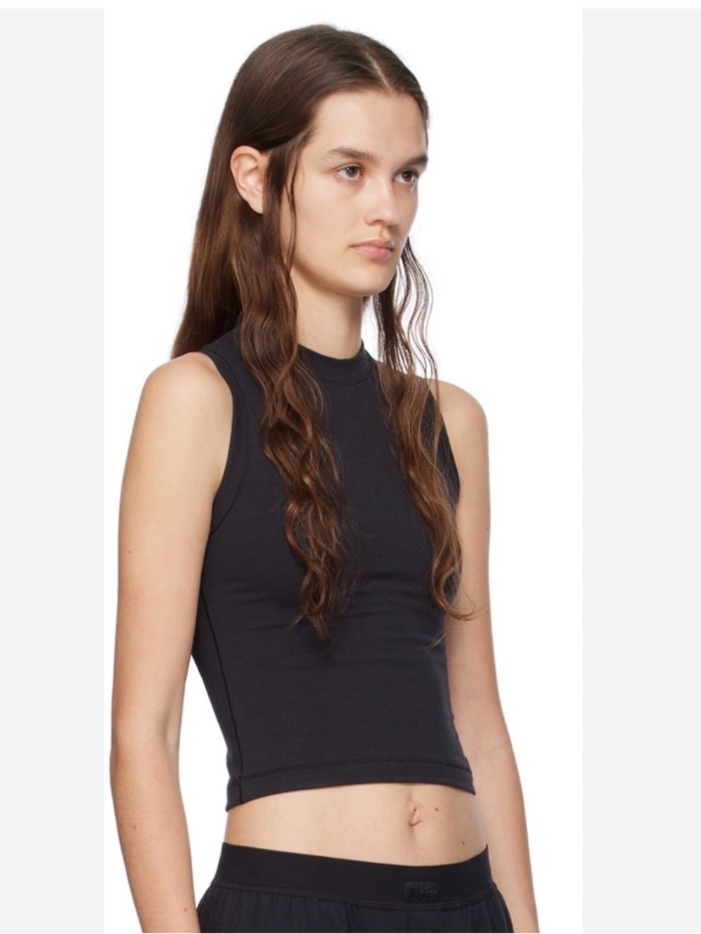 SKIMS Cotton Jersey Mock Neck Tank in Sage Green